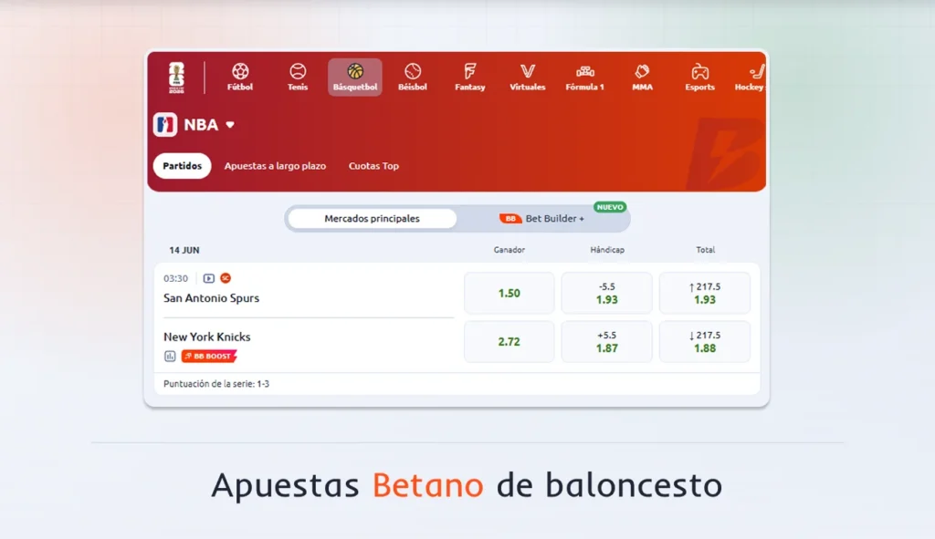 Apuestas de baloncesto en Betano con cuotas de partido
