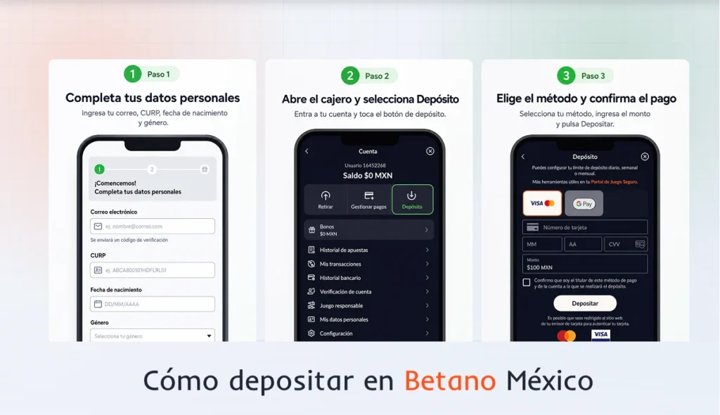 Proceso para depositar en Betano México