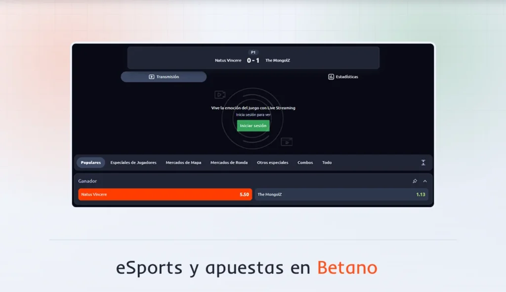 Esports y mercados de apuestas disponibles en Betano