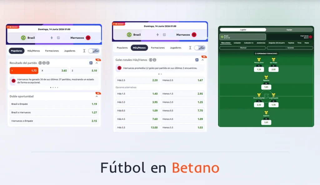 Mercados de fútbol en Betano con opciones de apuesta