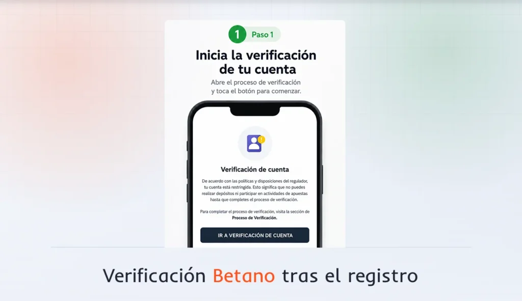 Verificación de cuenta Betano tras el registro